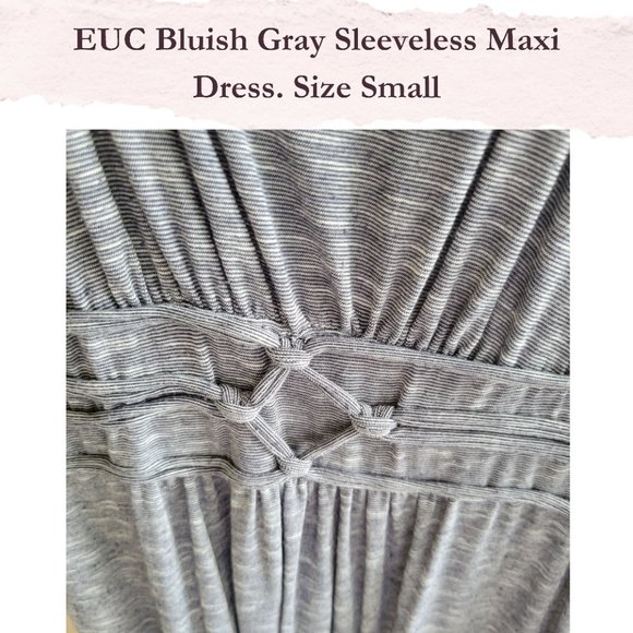 Final Price -EUC Bluish Gray Sleeveless Maxi Dress w/ Scoop Neck, Grecian Waist - Picture 4 of 5